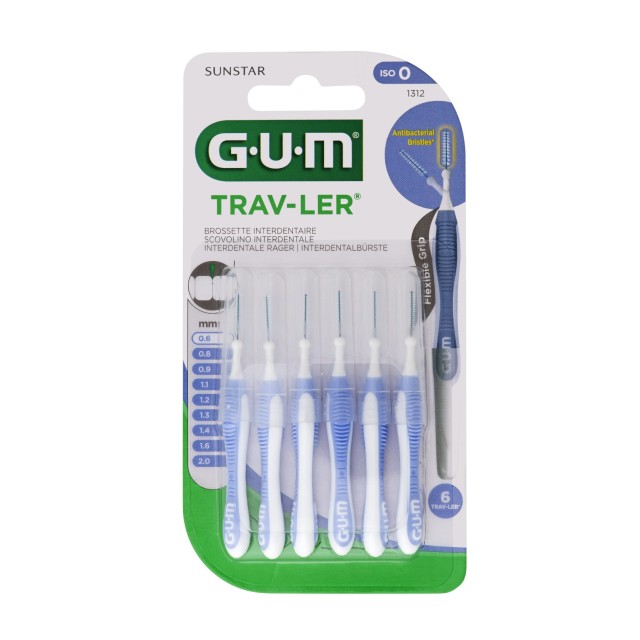 Gum Trav-Ler Interdental Brush 0,6mm 6τεμ (Μεσοδόντια Βουρτσάκια)