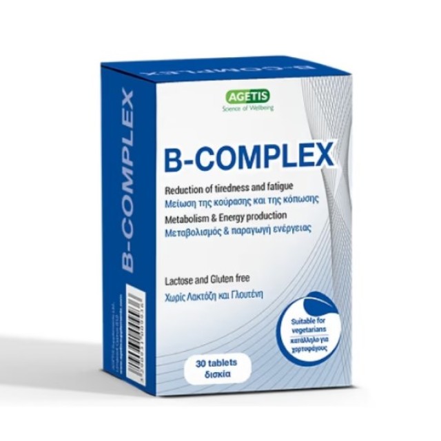 Agetis B Complex 30tabs (Συμπλήρωμα Διατροφής με Βιταμίνες του Συμπλέγματος Β για τη Φυσιολογική Λειτουργία των Διαφόρων Μεταβολικών Διεργασιών)