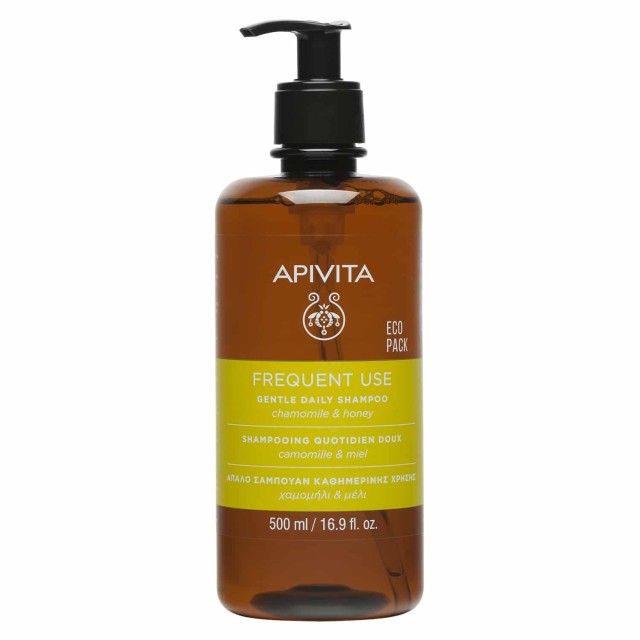 Apivita Frequent Use Gentle Daily Shampoo Eco Pack 500ml (Απαλό Σαμπουάν Καθημερινής Χρήσης με Χαμομήλι & Μέλι)